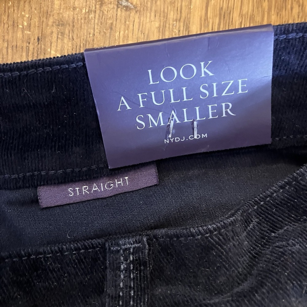 NWT NYDJ Straight Leg Corduroy Pants Navy Blue Size 14W Thin Wale Stretch 34x31 - Picture 10 of 15